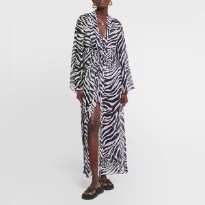 NWT ALEXANDRA MIRO Betty zebra-print chiffon beach dress